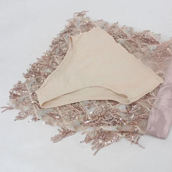 Bodycon Dress Women Deep V Neck Tassel Sequined - Picture 4 of 5